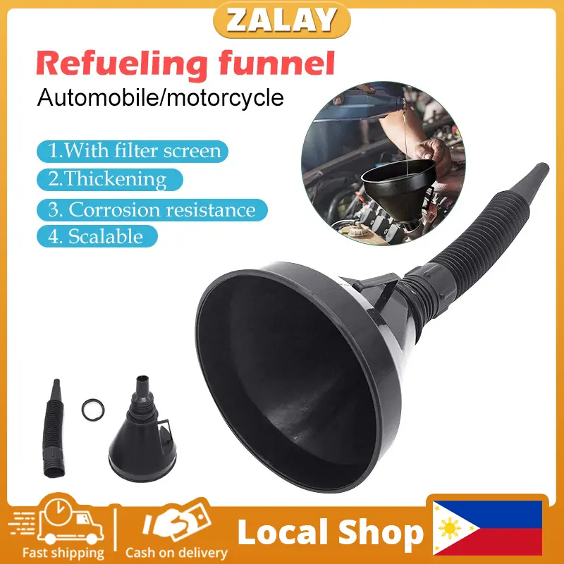 Car Truck Motorcycle Filled Vehicle Oil Filling Equipment With Filter Flexible Tube Universal 2 In 1 Oil Filter Funnel