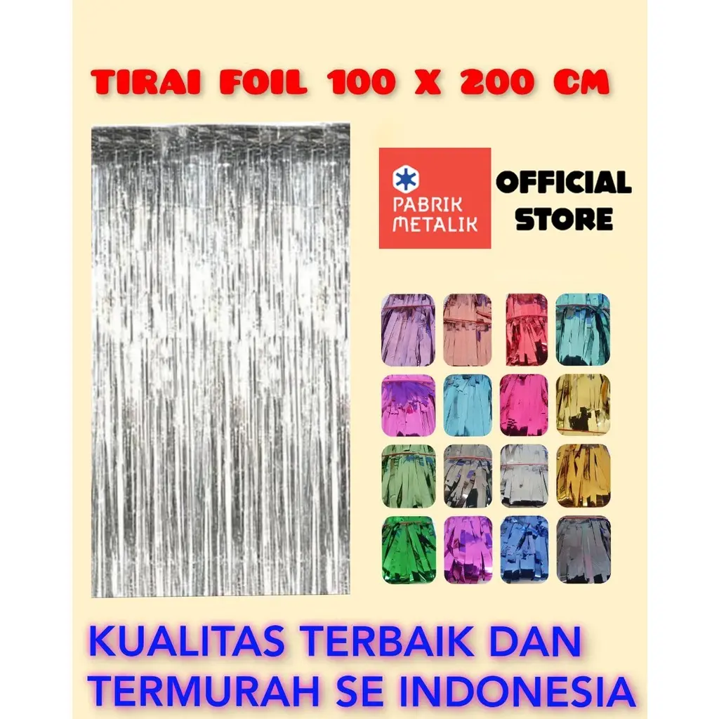 Tirai Foil Metalik / Foil Curtain glossy / Tirai Foil Rumbai /Backdrop Foil Ulang Tahun