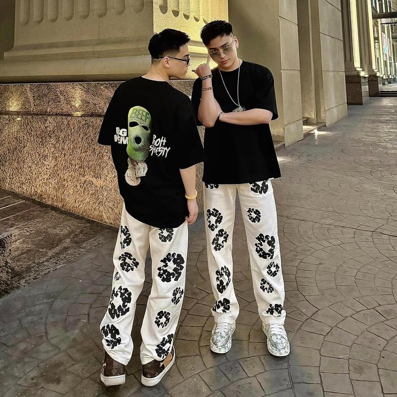 [QUẦN DENIM TEArsss] - QUẦN JEAN HỌA TIẾT PHUN SƠN HOA NAM THỜI TRANG UNISEX 3