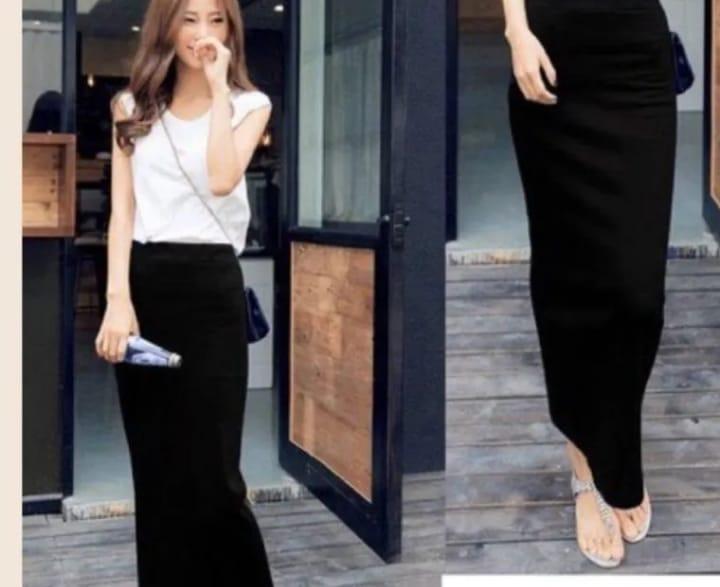 Rok Span Panjang Wanita Bahan Knit Black Series 7