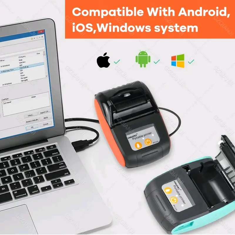 mini printer thermal bluetooth 58 mm portable rechargeable printer struk nota kasir mini market restoran kafe swalayan printer thermal POS PPOB smartphone printer struk mini portable HP 2