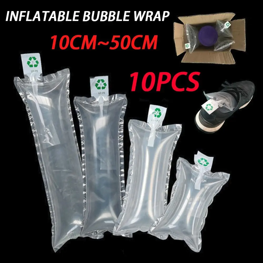 10pcs Portable Inflatable Bubble Wrap Buffer Column Air Inflatable Packaging Bag Shockproof Plastic Air Packaging Protective Bubble Tube Transportation
