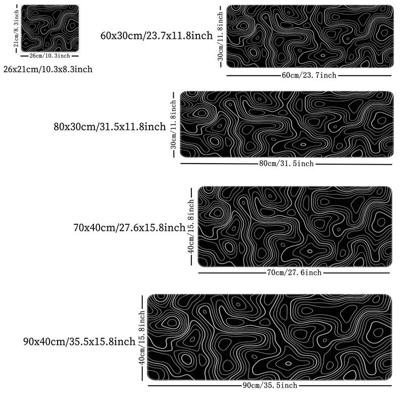 Terrain Line Contour Design Gaming Mouse Pad, 1 Count Anti-slip Washable Enlarged Mouse Pad, Fashionable Office Desk Decorative Pad for Home & Office, Gifts for Gamer & Boyfriend 1