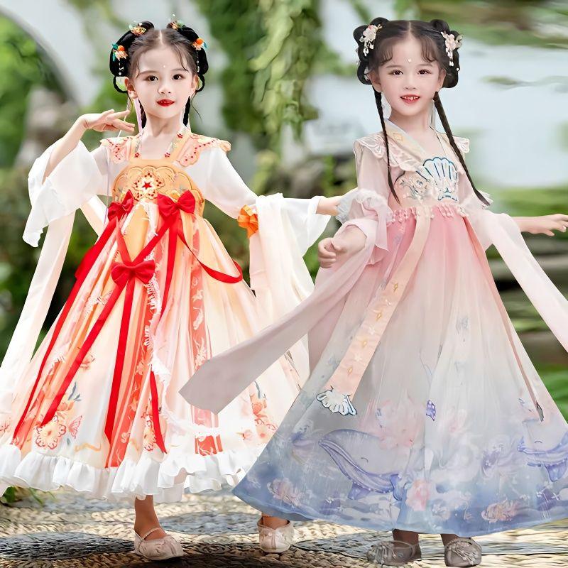Trang Phục Trung Quốc Hán Cho Trẻ Em, Phong Cách Trung Quốc, Trang Phục Cổ Trang Cho Bé Gái, Váy Công Chúa Siêu Thanh Lịch, Bộ Đồ Tang, Váy Phong Cách Cổ Trang Cho Bé Gái, Bộ Đồ Đầy Đủ Mùa Xuân Và Mùa Thu 1