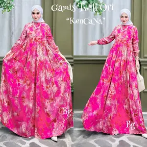 Gamis Twill Bg Collection Motif Kencana Pink