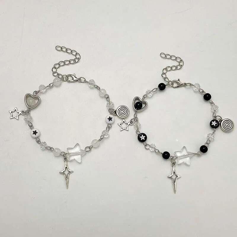 Product Introduction of Fashion Beads Bracelets Love Heart Star Handmade Y2K Charm Anime Beaded Kawaii Friendship Couple Bracelet Jewelry 1