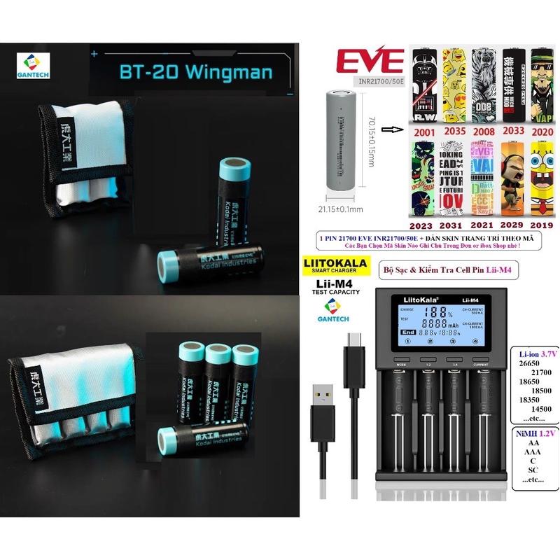 ￼Phụ kiện Pin EVE Túi Đựng cell Pin 21700 | BT-20 WINGMAN PD 20W | Kodai-Industries | BT20 Wingman | Sạc Liitokala Lii-M4