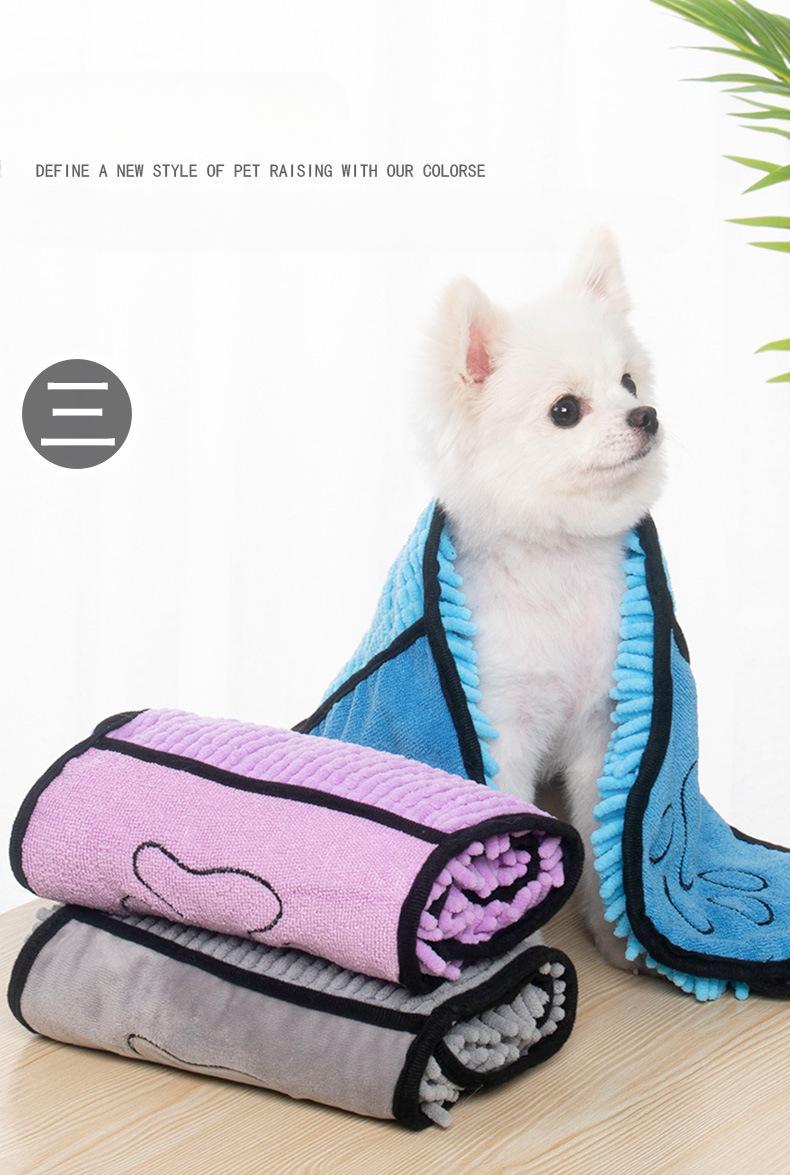 Product Introduction of Soft Dog Bath Robe Towel Quick Dry Pet Towel Fiber Absorbent Cat Bath Towel Convenient Pet Cleaning Washcloth Dog Accessories 7