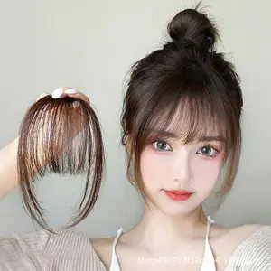 Hairclip Poni Depan Palsu Korea Bangs Clip Jepit Tipis Palsu Human Natural Extension Hitam / Coklat