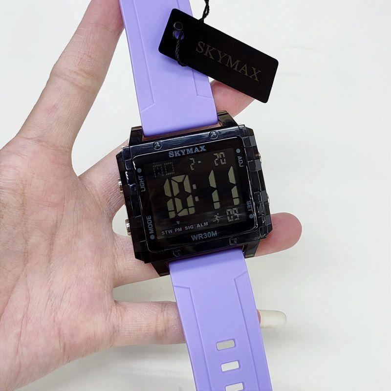 JAM TANGAN ORIGINAL WANITA SKYMAX DIGITAL CASE TRANSPARAN RUBBER Digital 7