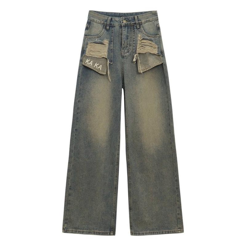 [  2 BẢN NẤM LÙN VÀ BẢN THƯỜNG  ]Quần xuông jean túi rách bản thêu - lưng cao cạp cao hách dáng , thắt lưng. MÃ TỔNG HỢP