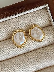 Arete de botón elegante y a la moda con decoración de perla falsa, joyería casual para mujer, joyería versátil y exquisita para regalo de cumpleaños