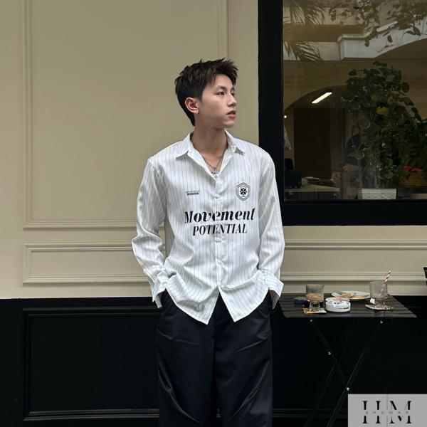  Áo Sơ mi Unisex Movement chất tuytsi kẻ SIXHUMAN HM108 Menswear 