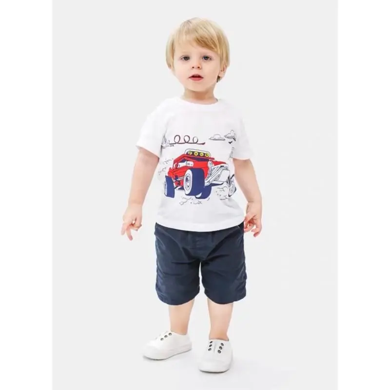 Xả (8-18kg) ÁO CỘC TAY CHẤT COTTON 100% HOẠ TIẾT XE VÀ KHỦNG LONG CHO BÉ  {{store}}