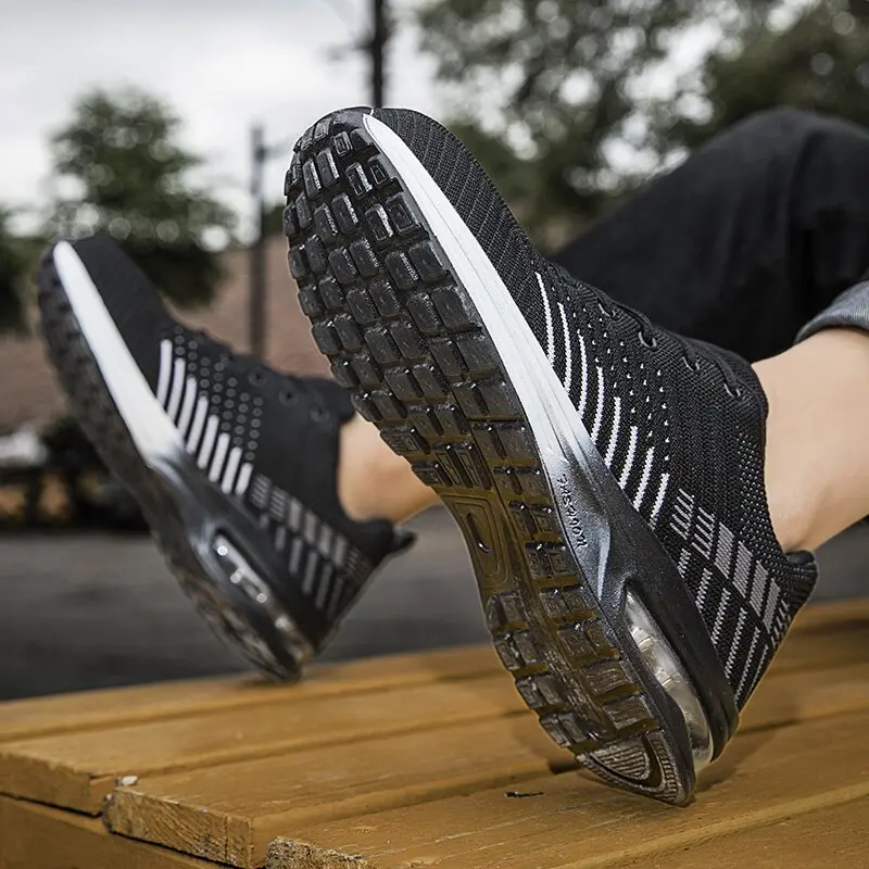 Giày Bảo Hộ Lao Động, Flyknit, Thoáng Khí, Chống Va Đập, Bảo Vệ Ngón Chân Thép Cho Nam, Thời Trang Và Dễ Phối Đồ, Nhẹ, Thích Hợp Đi Làm, Bảo Vệ An Toàn 2