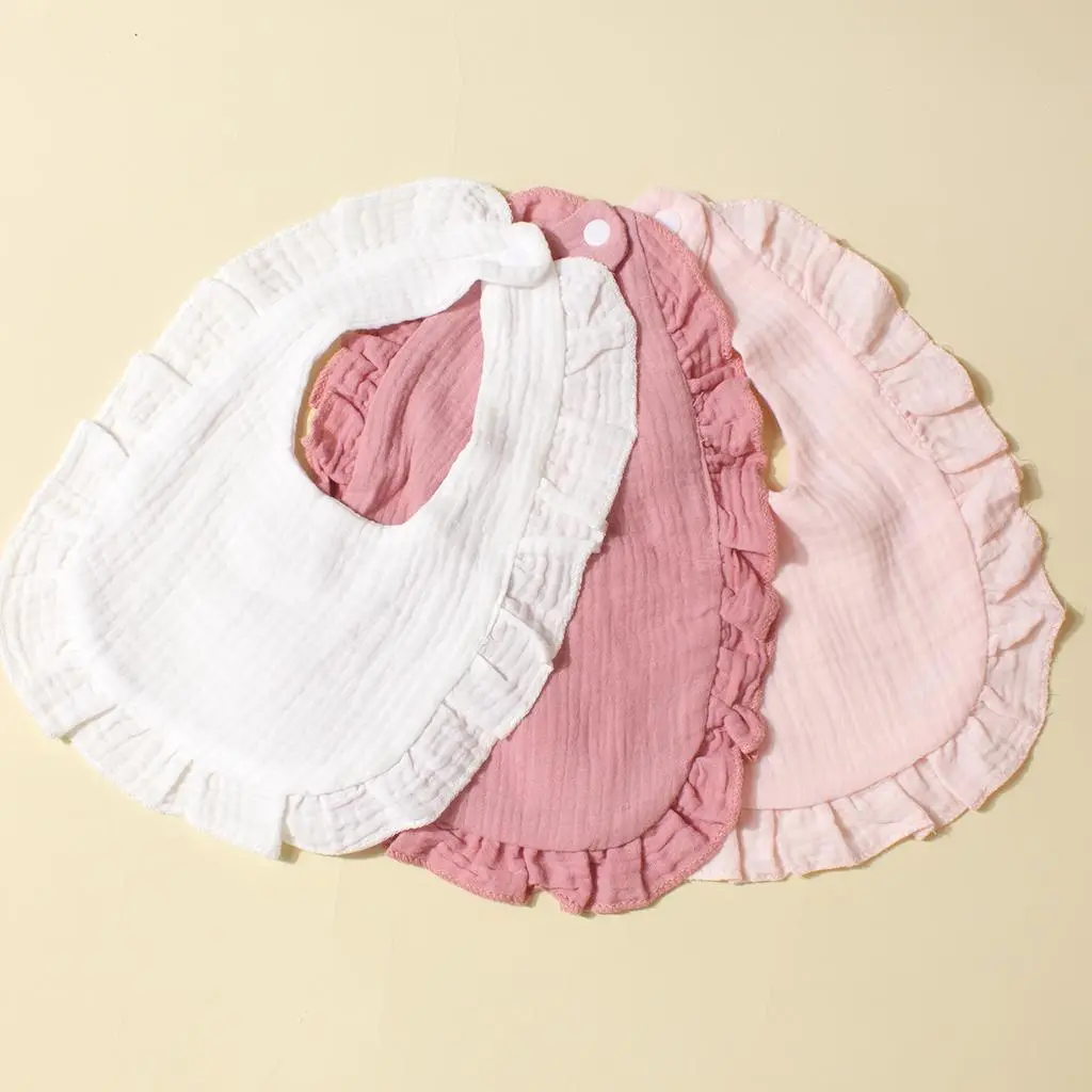 Baby Bibs, 3 Counts/set Cute Ruffle Trim Baby Bib, Soft Breathable Baby Bibs, Baby Accessories for Boys & Girls, Gift