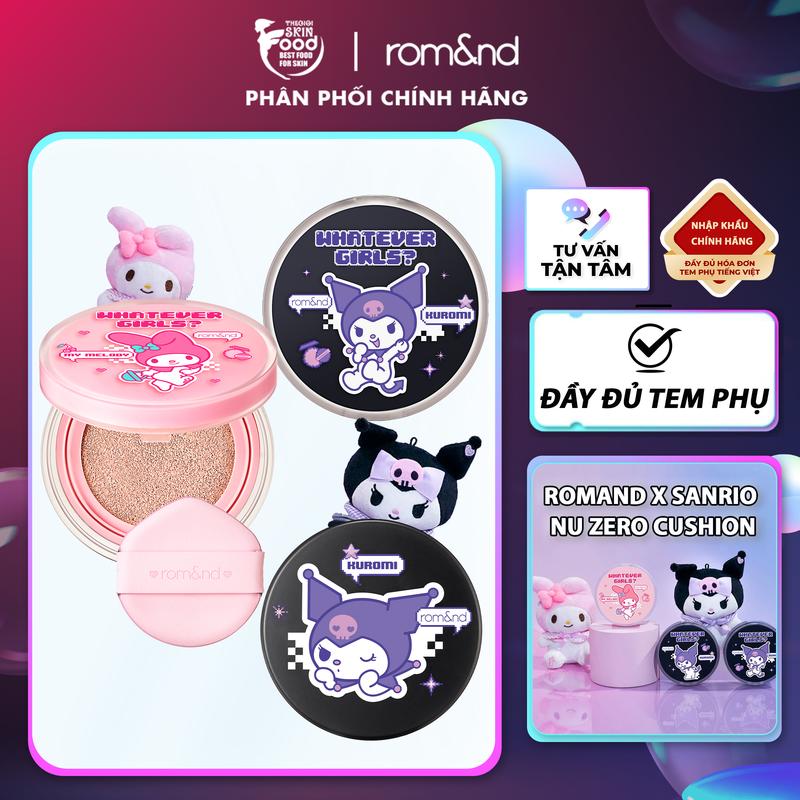 [PHIÊN BẢN SANRIO] Phấn Nước Romand x Sanrio My Melody Kuromi Nu Zero Cushion 15g Cosmetic Trang Điểm Mỹ Phẩm