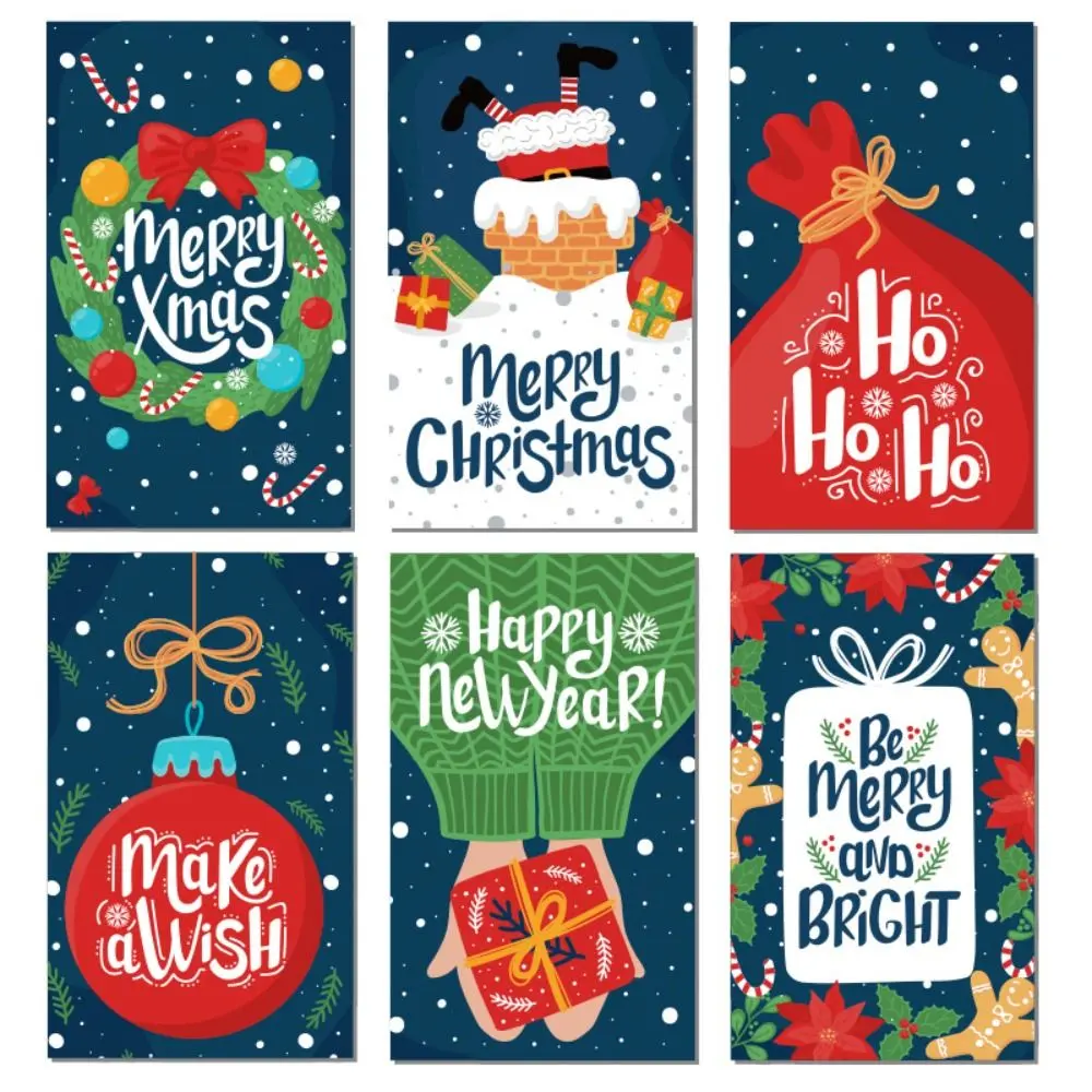50PCS Gift 5.4*9cm Merry Christmas Cards Package Insert Wrapping Decor Greeting Postcard Xmas Tree Gift Box Note Card Christmas