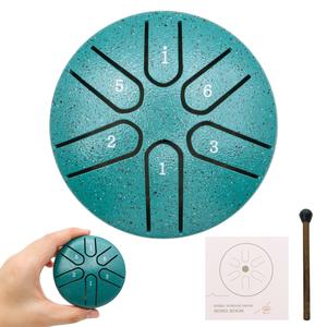 6 Note Steel Hand Drum with Music Book & Drumstick, 1 Set Musical Instrument for Camping, Meditation, Yoga, Outdoor Camping Supplies