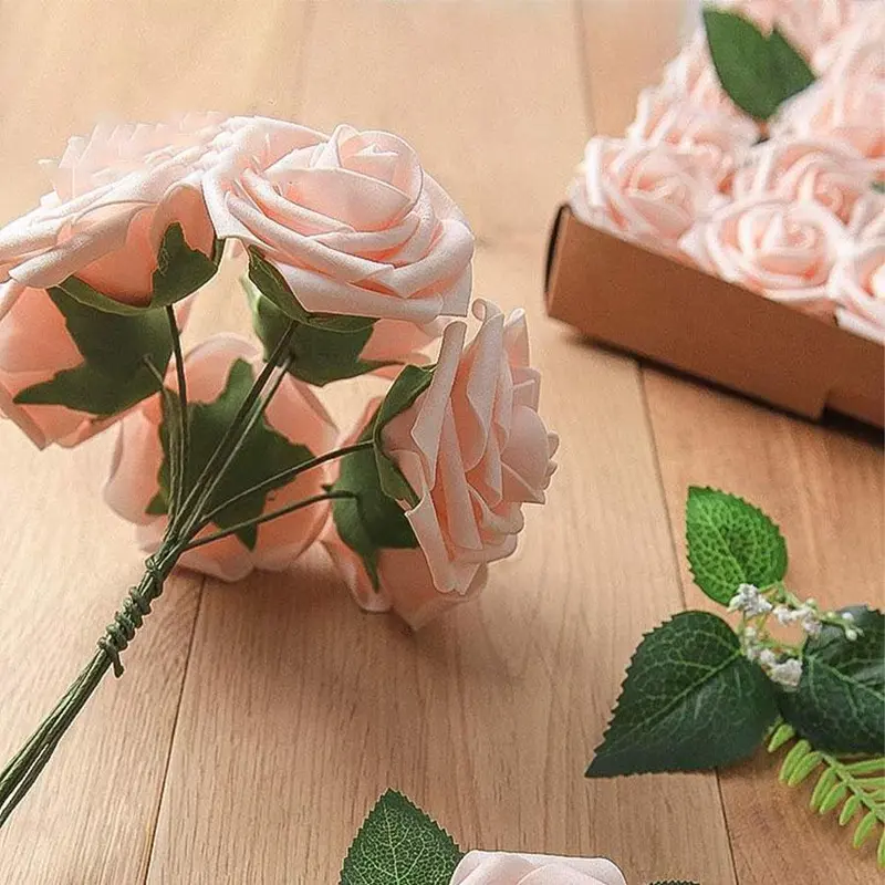 Artificial Rose Flower, 25pcs/set Faux Rose Flower with Stem, Fake Rose Flower for Wedding Bridal Bouquet, Home Decor, Party Decoration 3