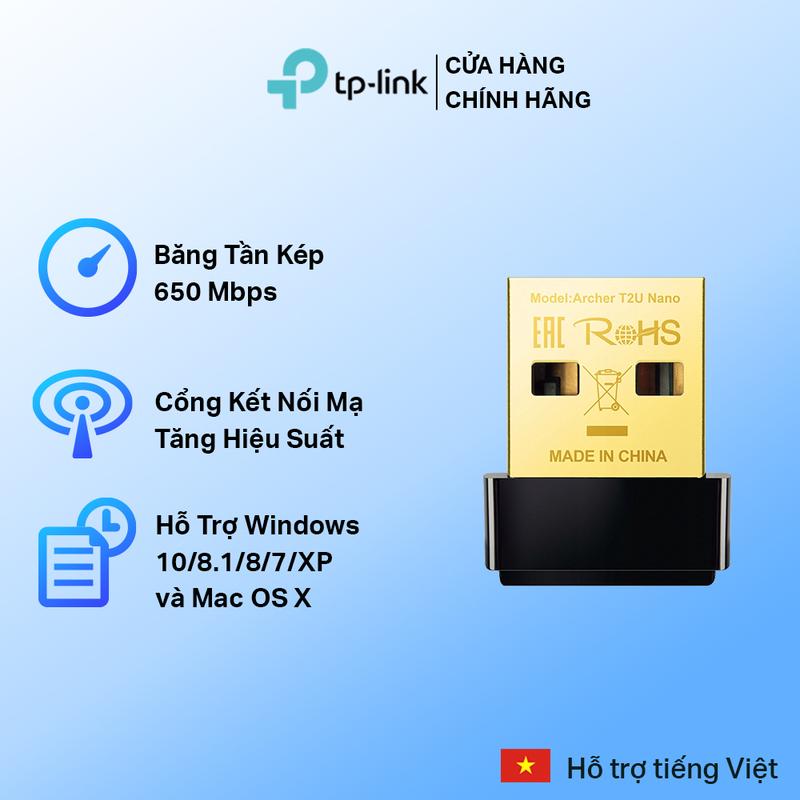 Bộ Chuyển Đổi USB Wifi TP-Link Archer T2U Nano Băng Tần Kép Chuẩn AC 600Mbps