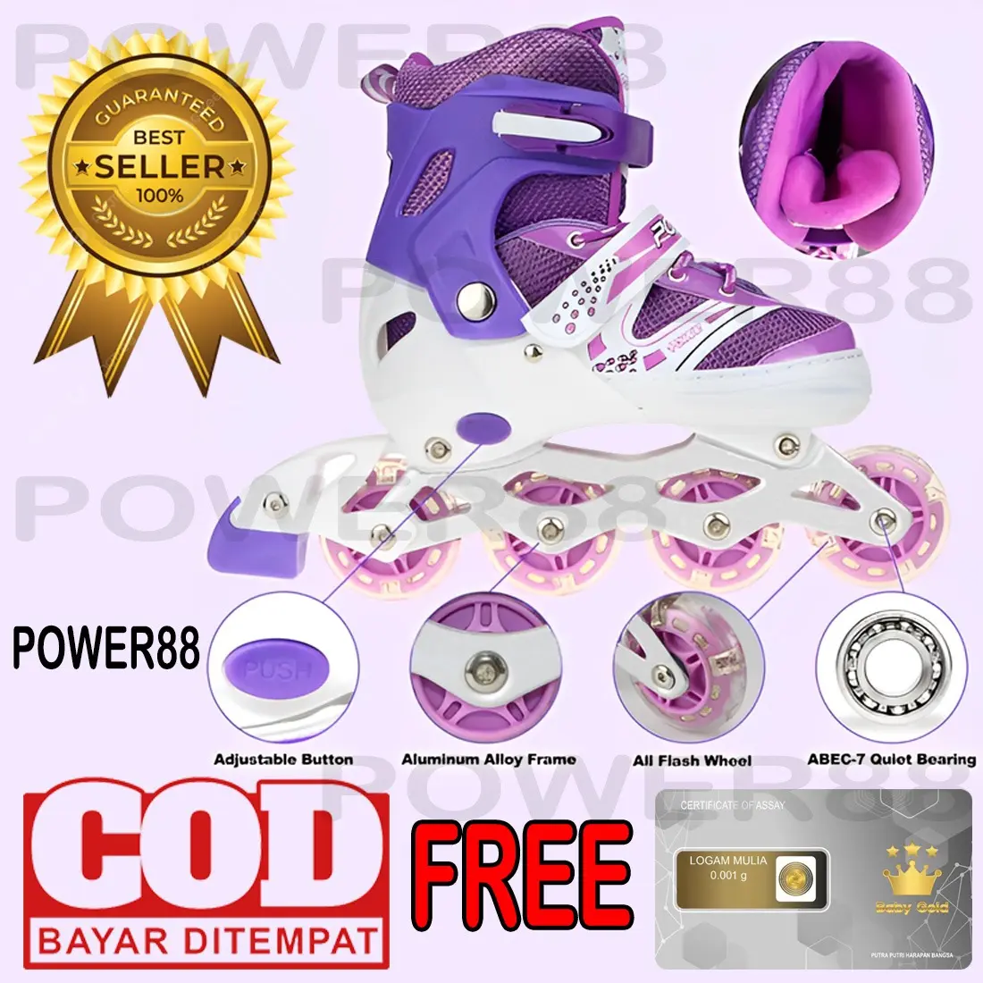 PROMO FREE MINI GOLD SEPATU RODA ANAK INLINE RODA BAJAJ ATAU MODEL MOBIL FREE TAS DAN BAUT Ban Outdoor