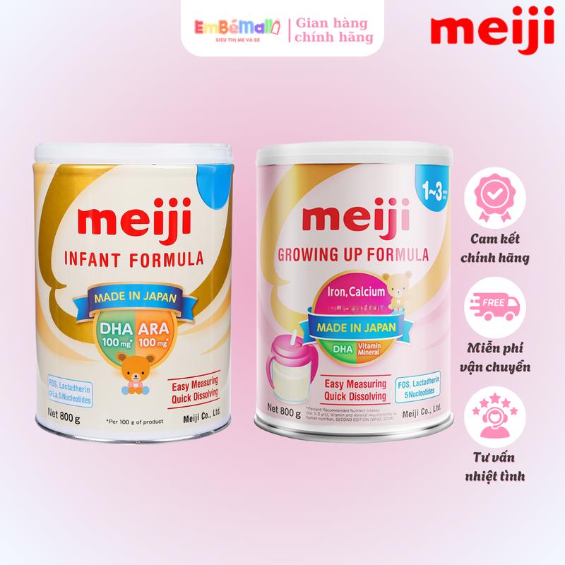 [Meiji] Sữa Bột Meiji Nhập Khẩu từ Nhật Bản, thanh nhạt bổ sung dinh dưỡng cho bé L800g 0