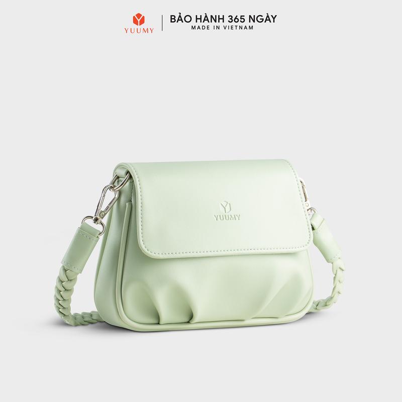 (Độc Quyền Livestream) Túi Yuumy (Thời trang nữ xếp nhún phối nắp gập size 20 - Túi đeo chéo da Seasand YN260)