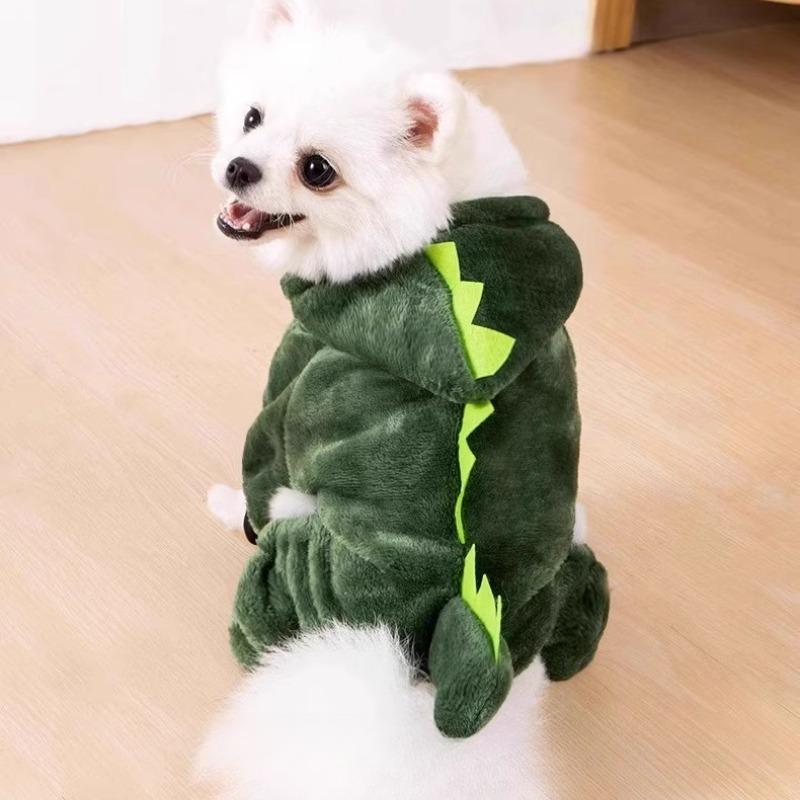 halloween christmas Dog clothes are warm in autumn and winter for small dogs, medium and large dogs, pet cats, four-legged dinosaur cotton clothes for cats, thick and soft 7