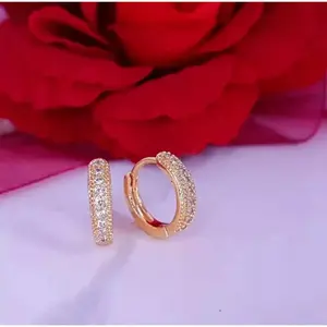 PERHIASAN WANITA ANTING CLIP TITANIUM PERMATA CANTIK ROSE GOLD TERBARU ANTI LUNTUR/KARAT