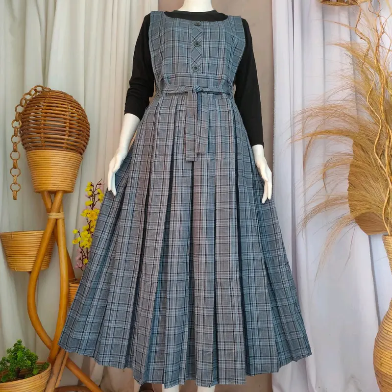Gamis dewasa Overoll cocok buat acara Katun Muslim Dress Kondangan Lebaran Wanita 2