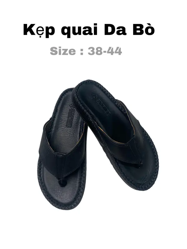 Dép DR Nam hai quai ngang , dép da bò thật may tay thủ công ,có size từ 38-44 dép đế bằng 4