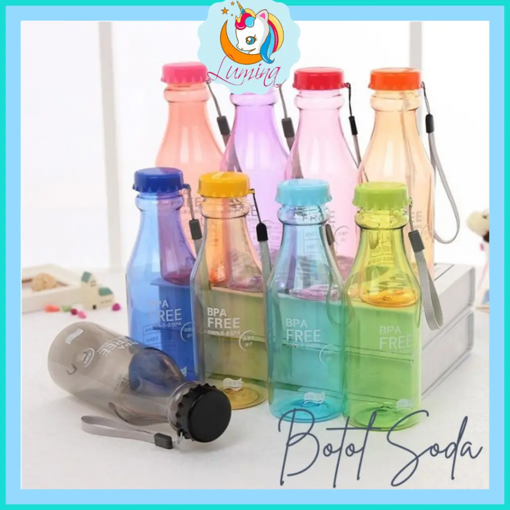 LuminaCollection My Bottle Soda Botol Minum BPA Free 500 ML Warna Colorful Bening Trendy Anti Tumpah