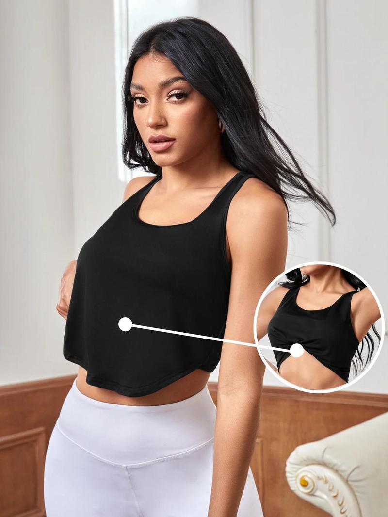 Product Introduction of Women's Solid Color Sports Tank Top, Quick Drying Breathable Sweat-absorbing Yoga Vest, Ladies Sportswear for Indoor Outdoor Wear 1