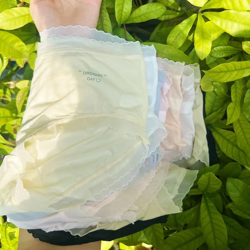 (Ảnh thật) Combo 10 quần lót nữ màu pastel lụa băng tàng tình thoáng khí Ordinary day - Kích thước M/L/XL - Tim, Nhung quần  lót  nữ  ôm  bụng 1