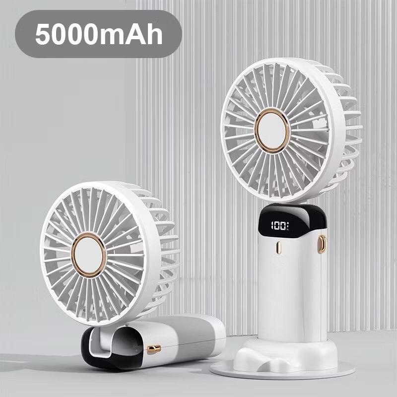 ￼Quạt cầm tay tích điện dung lượng p..i...n khủng 5000 mAh , quạt mini 5 tốc độ gió linh hoạt 2