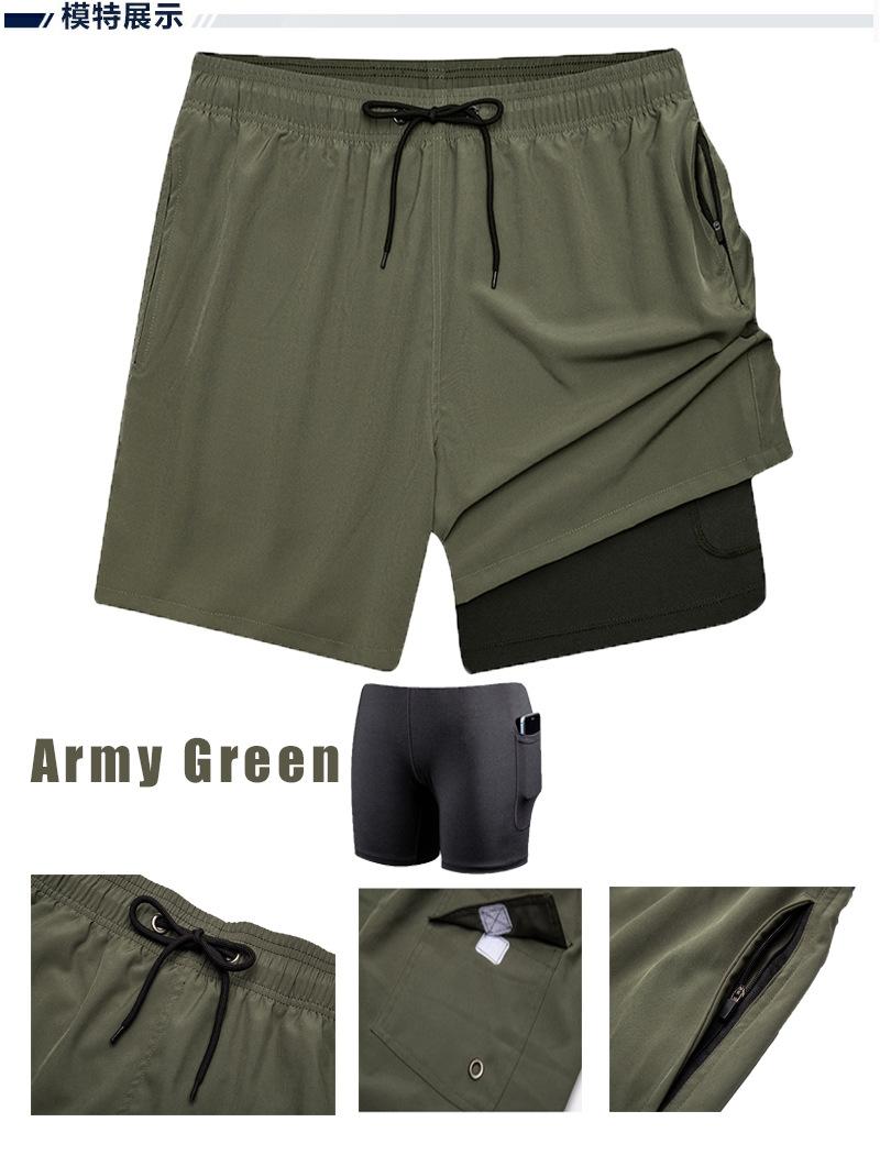 Product Introduction of European and American Men's Swim Shorts with Zipper Pocket, Two-in-One Beach Shorts, Anti-Embarrassment, Quick-Dry, Water-Resistant Lining Shorts 10