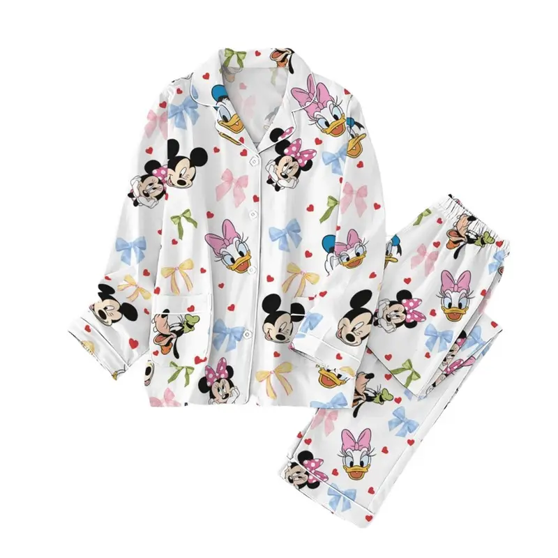 Mic.key Friends Pajamas, Mi.nnie Bow Coquette Pajamas Set, Pluto D.aisy D.onald Bow Shirt, Di.sneyworld Women Pajamas 2