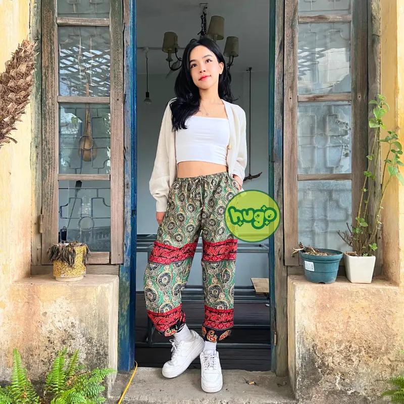 Quần thổ cẩm Quần họa tiết chất lụa cát đẹp cho nam nữ hoạ tiết thổ cẩm phom to 40 - 70kg 7