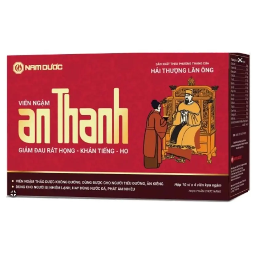 Kẹo ngậm ho An Thanh - giảm đau rát họng, khàn tiếng, ho - Hộp 10 vỉ keo du
