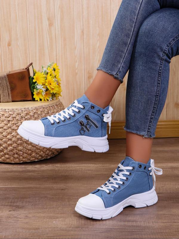 Women's Fashionable Lace Up Sneakers, Casual Comfortable Breathable Sports Shoes, Female All-match Round Toe Shoes for Daily Wear 1