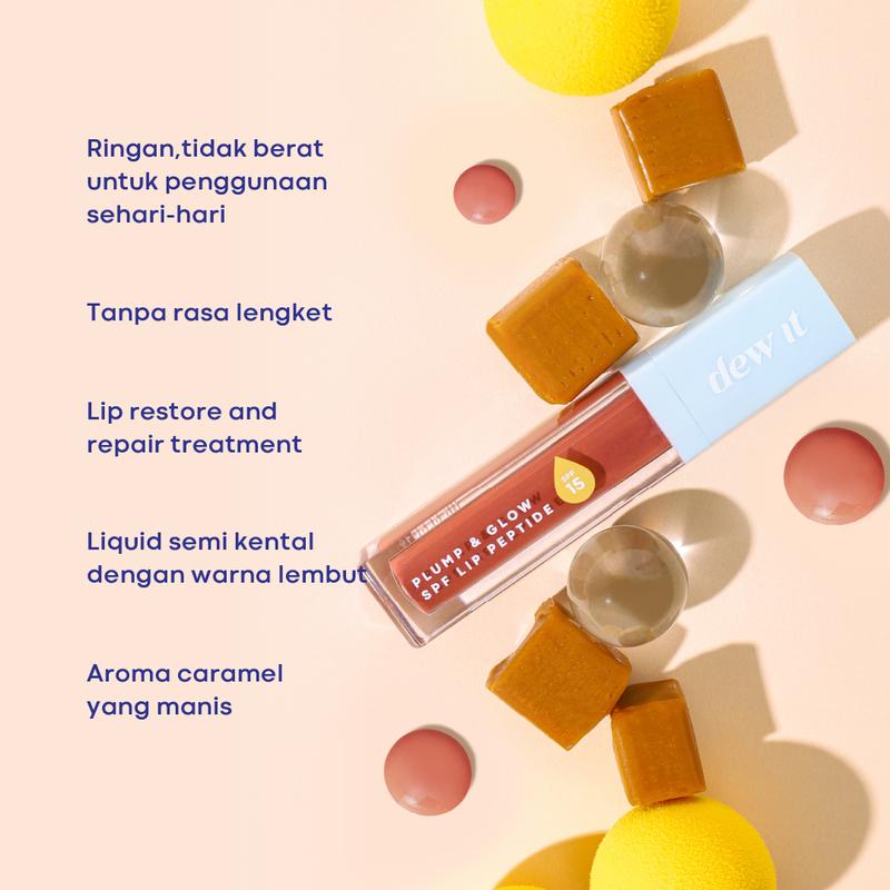 Dew It - Plump & Glow SPF Lip Peptide Dewy Nude | Perlindungan Bibir dari matahari | Sunscreen Lip peptide  Almond 4