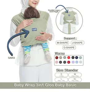 Gloo Baby Gendongan Bayi Depan M Shape Baby Wrap 3in1 Geos Baby Instan Premium with Sash Belt Hipseat Material Super Soft & Desain Cantik