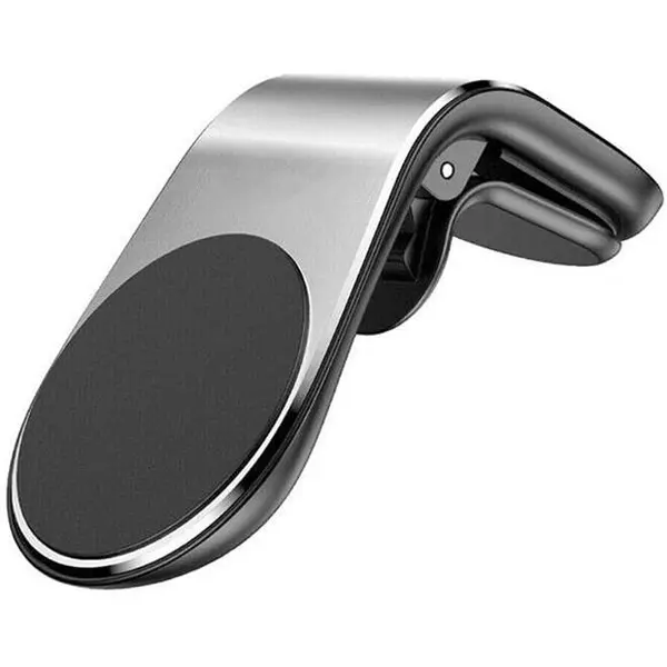 Magnetic Car Phone Holder L Shape Air Vent Stand Mobile Clip Mount Magnet Phone Stand Holder (1-Silver)