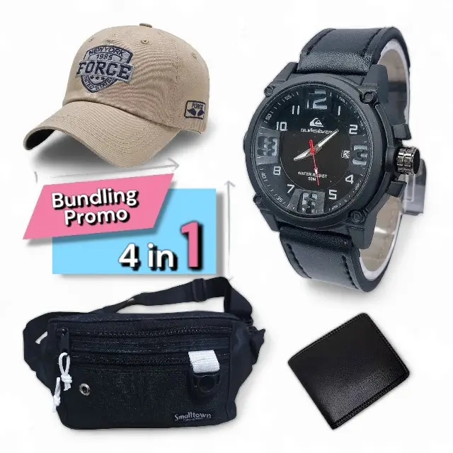 JAM ANALOG TANGGAL 1 PAKET ISI 4 PRODUK JAM ANALOG PRIA TANGGAL BESERTA 3 PRODUK LAINNYA JAM ANALOG PRIA PAKAI TANGGAL Analog Kulit 5
