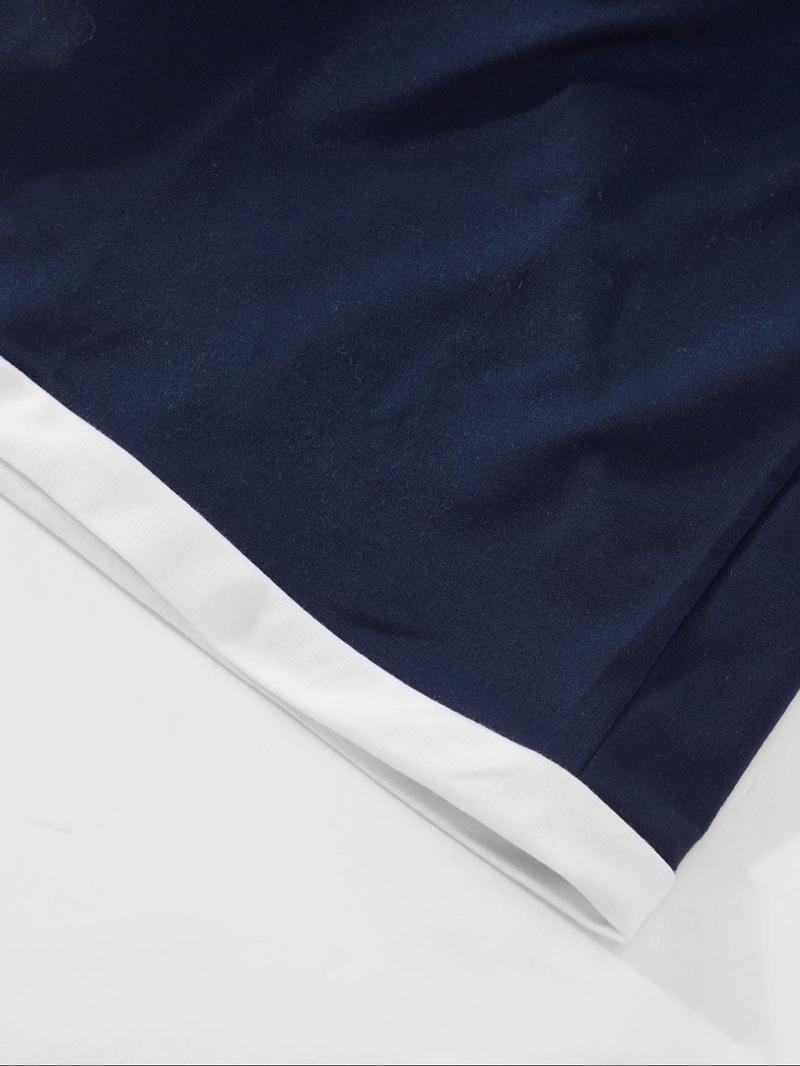 Product Introduction of Plus Size Men's Letter Print Tee & Shorts Set, Crew Neck Short Sleeve T-Shirt & Shorts PJ Set, Casual Comfy Men's Sleepwear & Loungewear Set for Summer 9