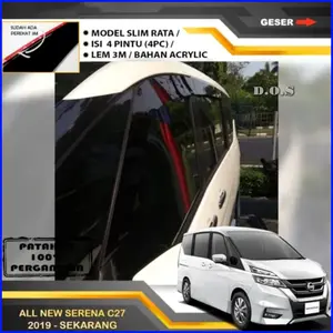 Talang Air Pintu Mobil NISSAN ALL NEW SERENA C27 2019 Up RATA FLAT HIGH QUALITY - Pelindung Mobil - Pelindung Hujan - Car Side Visor - Aksesories Eksterior Mobil - Otomotif
