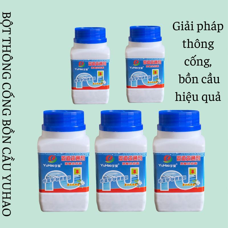 Combo 5 lọ thông cống bồn cầu Yuhao thông tắc toilet bồn rửa chén Lavabo đường ống dẫn nước, bột thông tắc dầu mỡ bồn rửa bát chất thông tắc đường ống