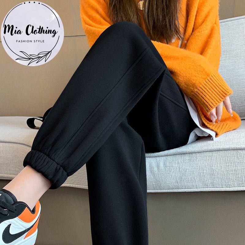 Quần jogger nam nữ chất thun nỉ lót bông dày dặn, Quần dài chun bo gấu dáng suông phong cách Hàn Quốc Ulzzang Sport Tập Thể Dục Tập Gym Gym Thể Dục