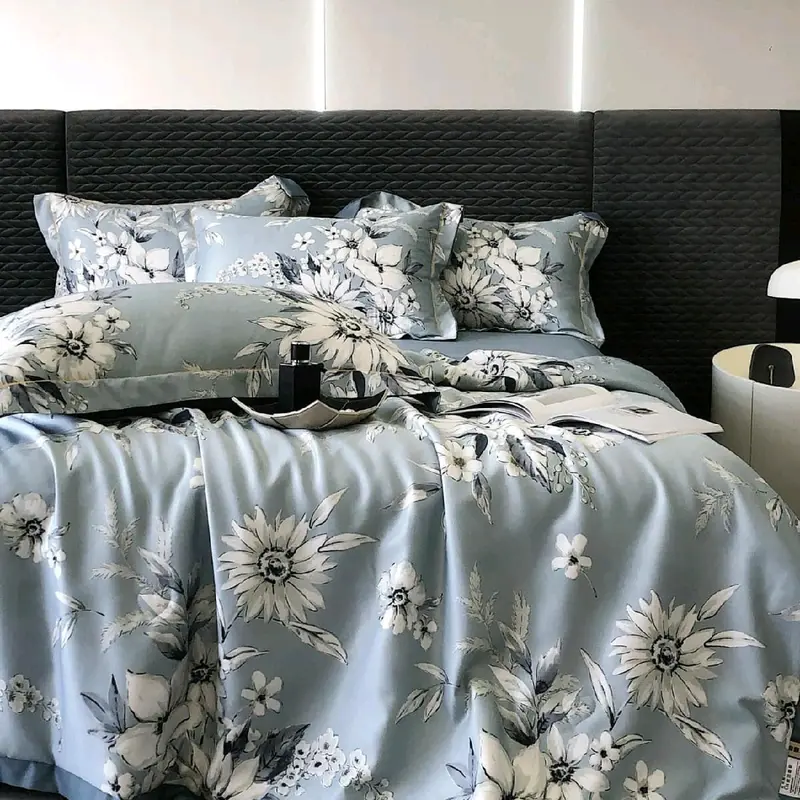 bộ 5 món ga gối lụa thái cao cấp mềm mại thoáng mát. gồm 1 ga, 2 vỏ gối ,1 vỏ ôm,1 chăn( ga đã đc bo chun) bộ  chăn 2